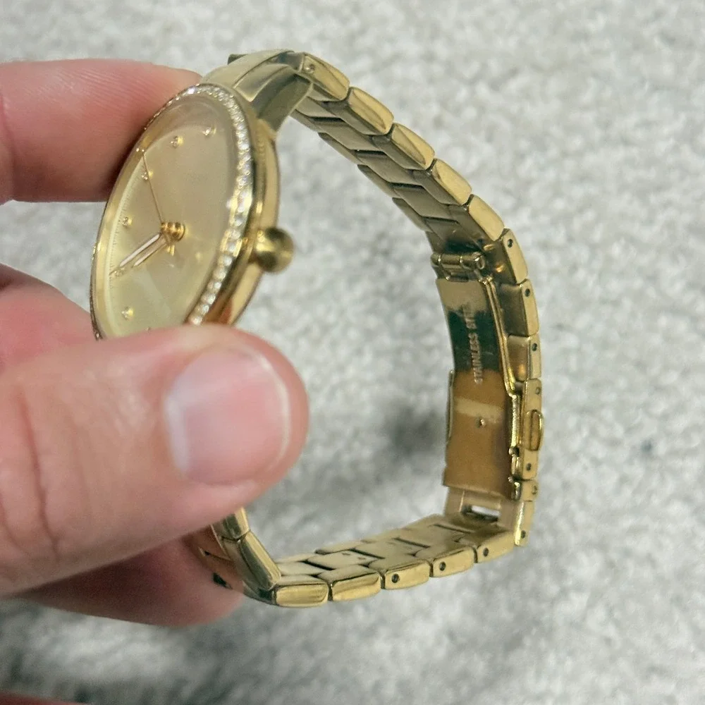 Fossil Womens One Size Watch ES4289 Neely Gold Tone Crystal Bezel White Dial
